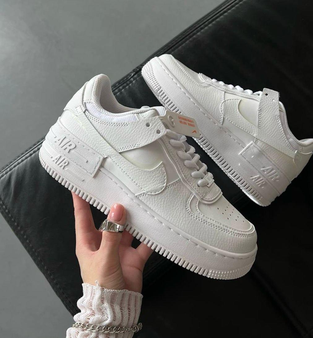 Кросівки жіночі білі Nike Air Force 1 Shadow All White білі Найк Аїр Форс Шедоу шкіряні демісезон