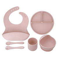 Набір силіконового посуду "Lindo" (рожевий)