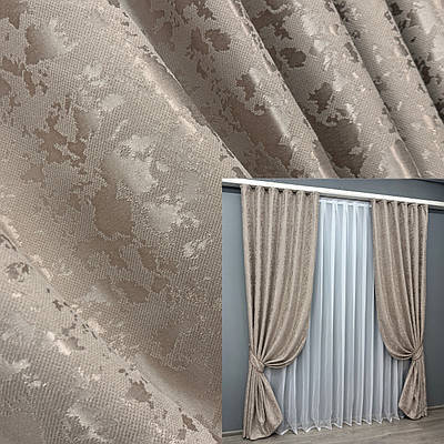 Комплект штор (2шт. 1,5х2,75м.) льон мармур, колекція "Pavliani VO". Колір сіро-бежевий. Код 1717ш 33-0617