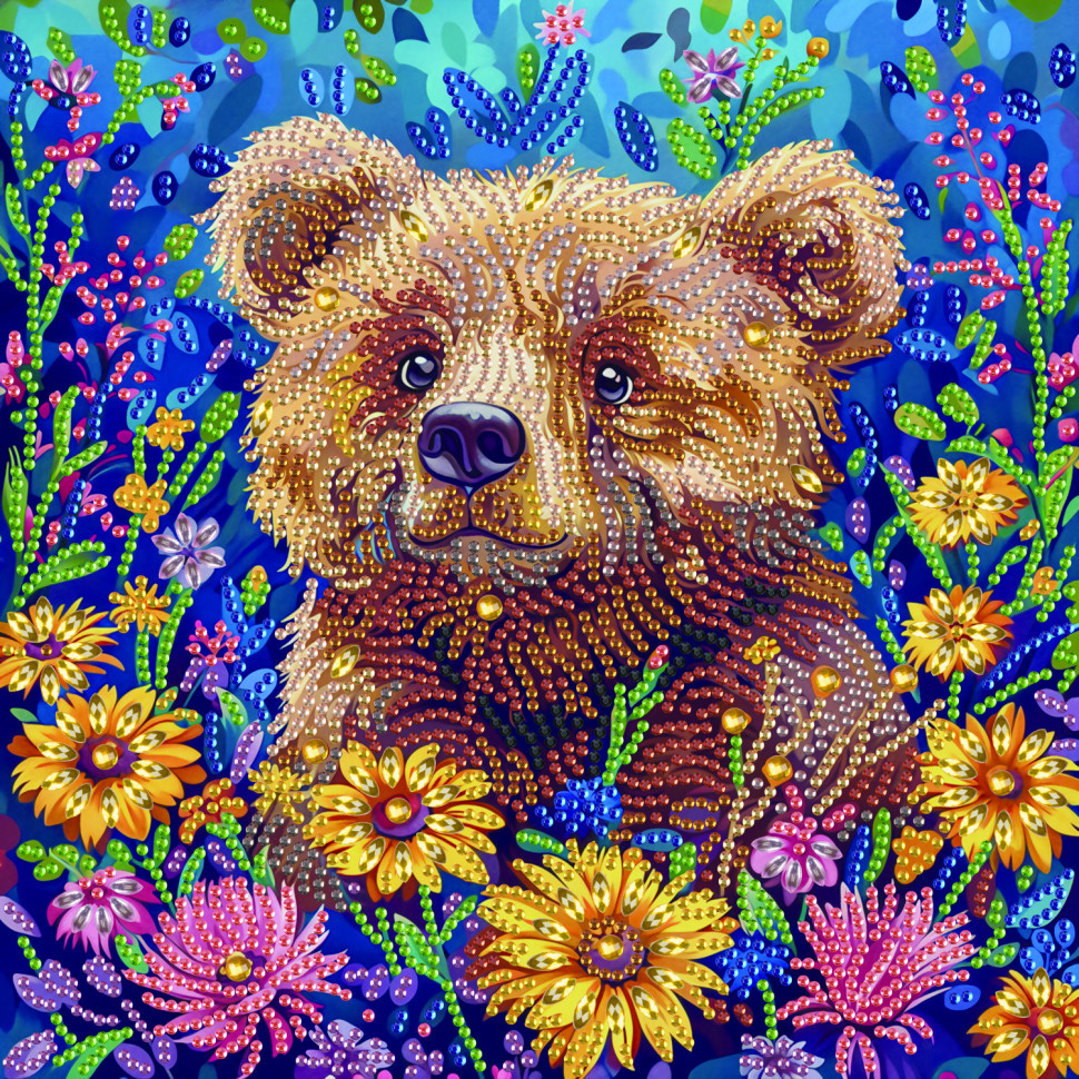 Алмазна мозаїка "Ведмедик" BH035 неповна викладка 25х25 см, фото 1