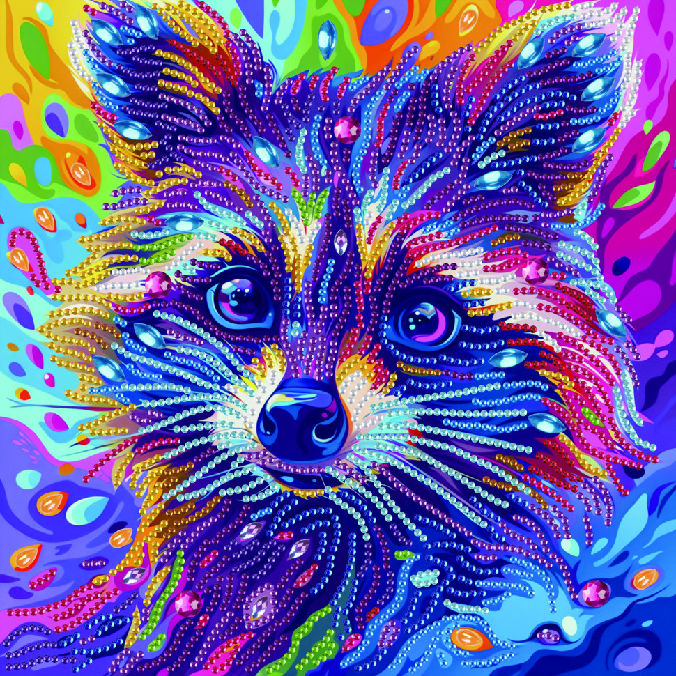 Алмазна мозаїка "Кольоровий єнот" BH031 неповна викладка 25х25 см, фото 1