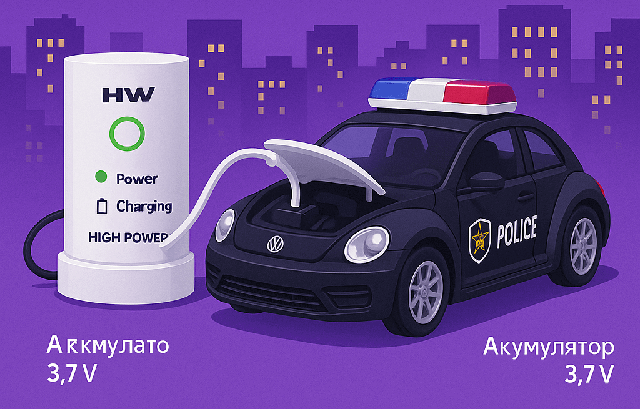 Поліцейська машинка Volkswagen Beetle на радіокеруванні із зарядною станцією, чорна, 19 см (KS-29Y/2)