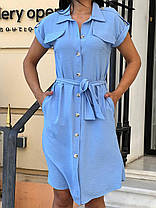 Літня зручна жіноча сукня на ґудзиках пояс у комплекті Smmod9366, фото 3
