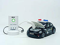 Поліцейська машинка Volkswagen Beetle на радіокеруванні із зарядною станцією, чорна, 19 см (KS-29Y/2)