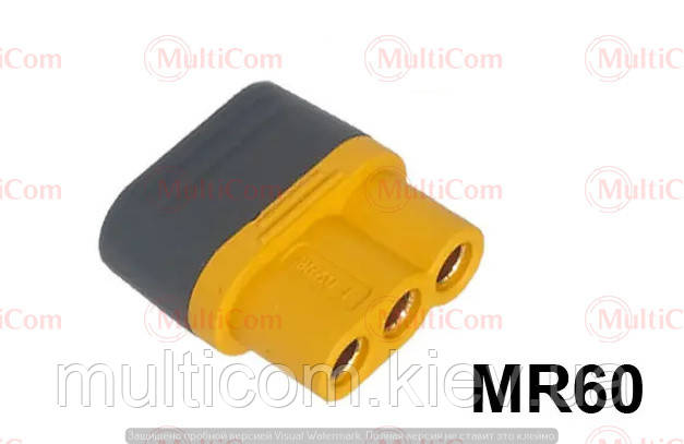 01-18-006. Гніздо живлення MR60, 3-конт., під кабель, жовте
