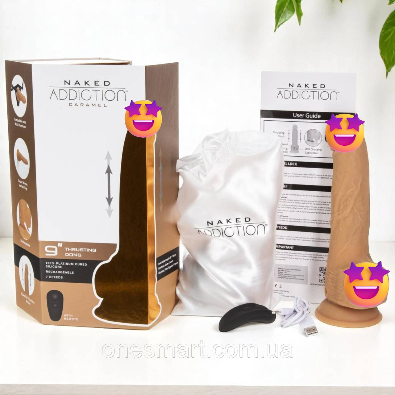 Фаллоімітатор Naked Addiction Dominic 9 дюймов реалістичний з пульсацією для дорослих з пультом управління, фото 1