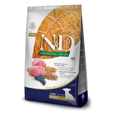 Cухий корм для цуценят дрібних порід Farmina (Фарміна) N&D Low Grain Puppy Mini з ягням та чорницею 7 кг