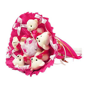 Букет з іграшок Ведмедики 5 малиновий 5292IT, Toyman