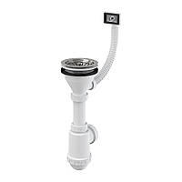 Сифон для кухонної мийки AlcaPlast A447 з нержавіючою решіткою, гофроперелив, 1/2"х115