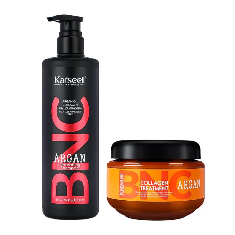 Набір Karseell BNC Argan DUO-4 живильний шампунь і колагенова маска для пошкодженого волосся, 500/550 мл