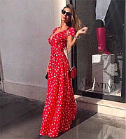 Ніжне літнє жіноче плаття довжини міді в горох на запах (Норма), фото 6