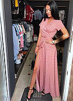 Ніжне літнє жіноче плаття довжини міді в горох на запах (Норма), фото 7