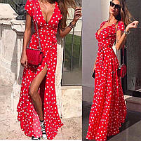 Жіноча сукня максі на запах у горох (Норма), фото 8