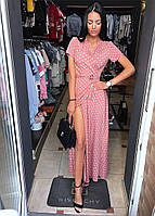 Ніжне літнє жіноче плаття довжини міді в горох на запах (Норма), фото 10