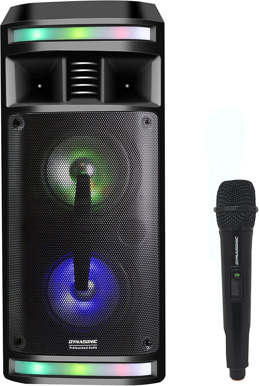 Портативна колонка Dynasonic DY-65201 (з мікрофоном, з пультом, з підсвічуванням, 25x25x56.5cm, 20W, FM)