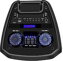 Портативна колонка Dynasonic DY-65201 (з мікрофоном, з пультом, з підсвічуванням, 25x25x56.5cm, 20W, FM), фото 3