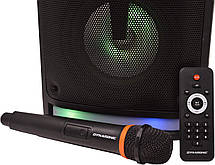 Портативна колонка Dynasonic DY-65201 (з мікрофоном, з пультом, з підсвічуванням, 25x25x56.5cm, 20W, FM), фото 4