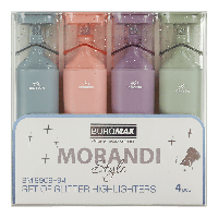Набір із 4-х текст-маркерів MORANDI STYLE Glitter, (рож., бузк., олив., граф), 2-4.5 мм., BM.8909-94