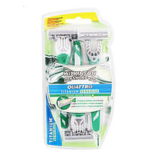 Одноразовий станок для гоління чоловічий Wilkinson Sword Quattro Titanium Sensitive 3 шт