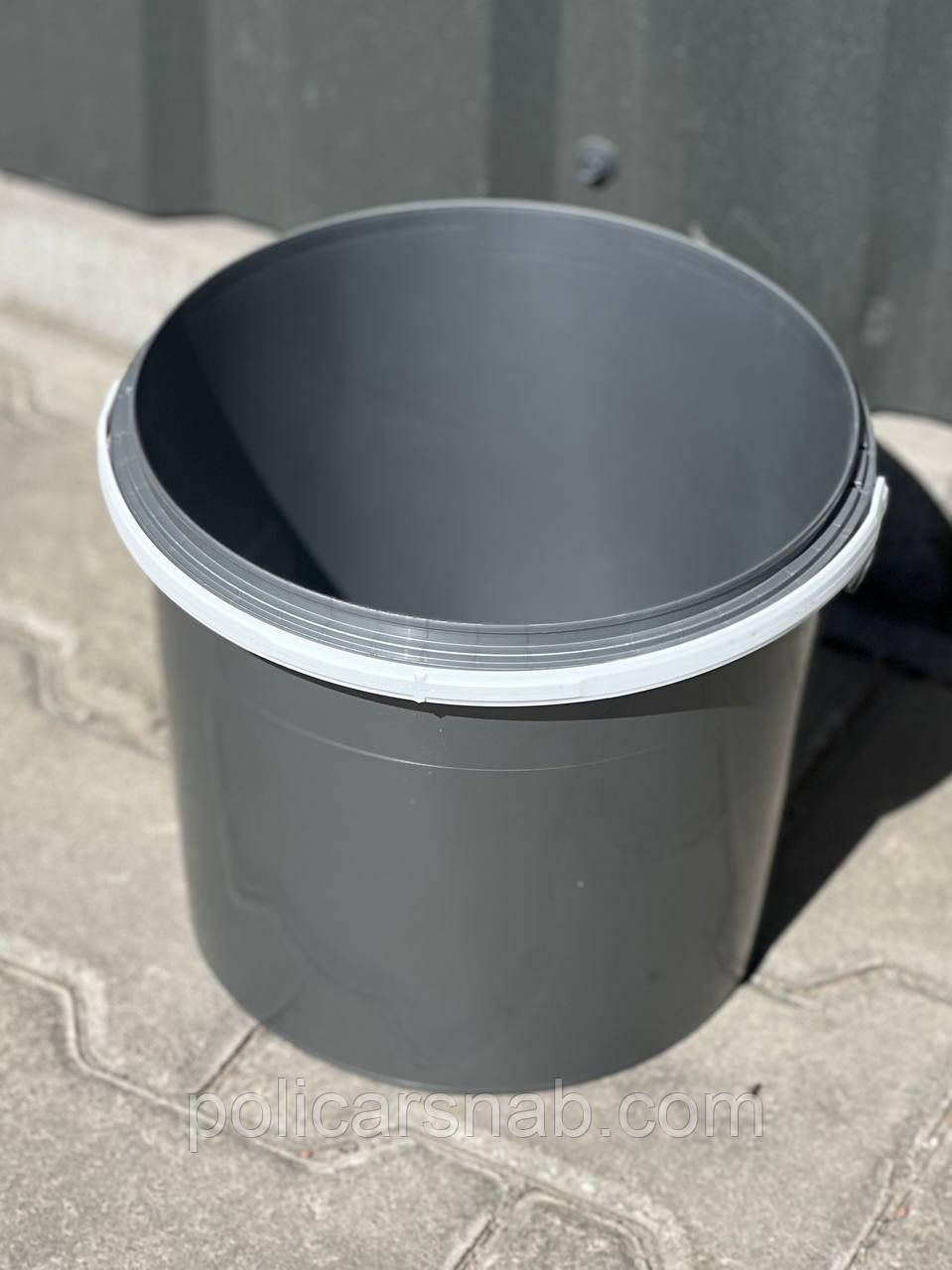 Контейнер з кришкою сірий 5500 мл Пластикове відерце Vital-Plast з кришкою Ємність для зберігання