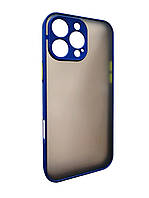 Матовий протиударний чохол для iPhone 16 Pro синій бампер