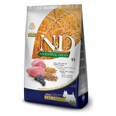 Cухий корм для собак дрібних порід Farmina (Фарміна) N&D Low Grain Adult Mini з ягням та чорницею 2.5 кг