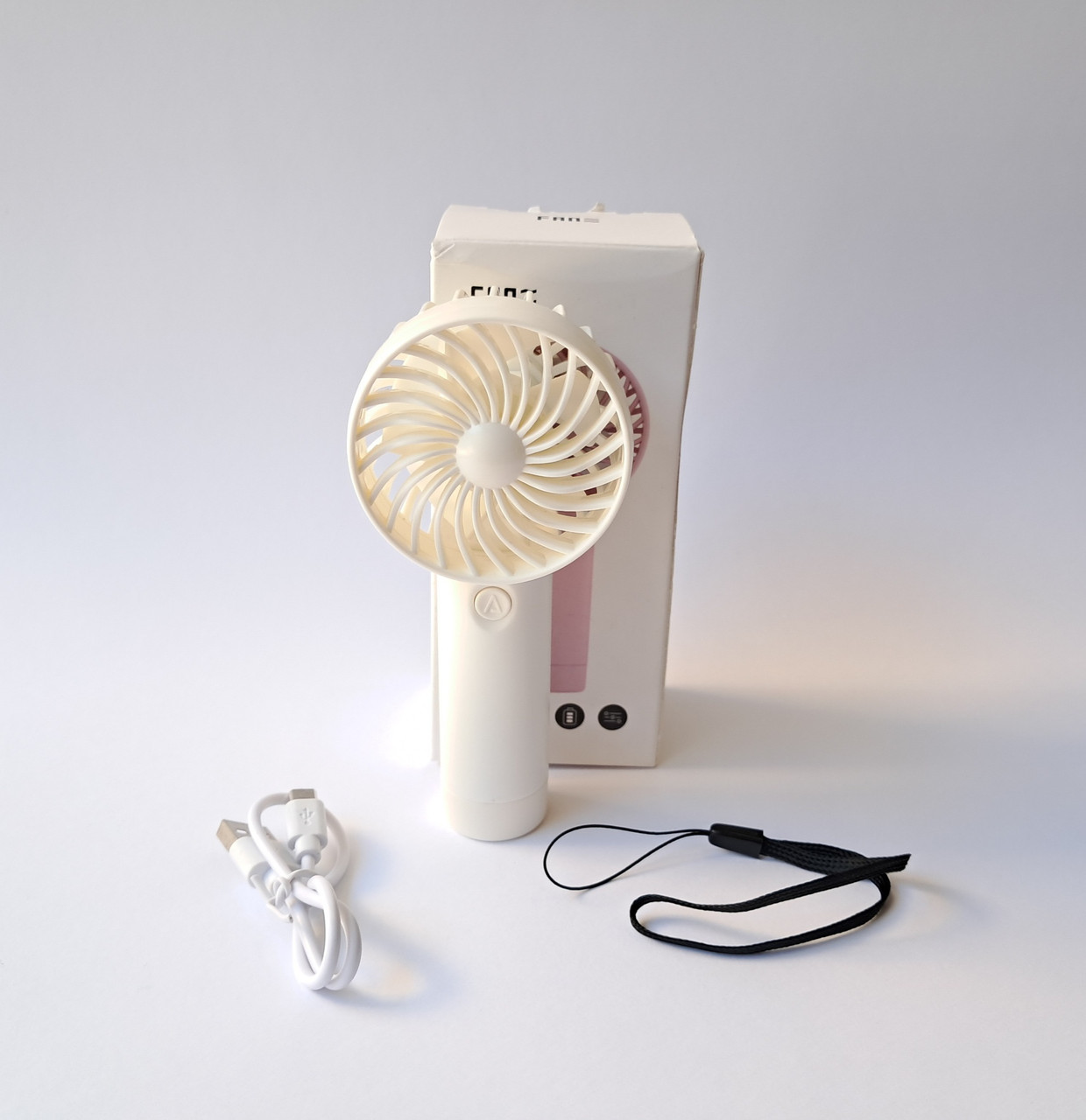 Компактний ручний акумуляторний вентилятор та USB ZB112W з 3 швидкостями білий