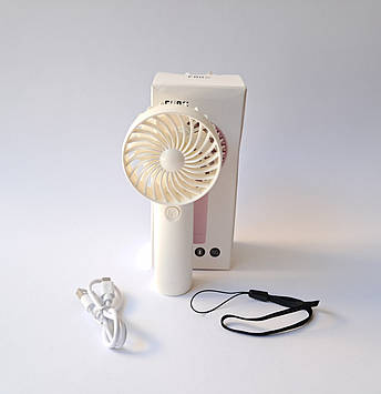 Компактний ручний акумуляторний вентилятор та USB ZB112W з 3 швидкостями білий