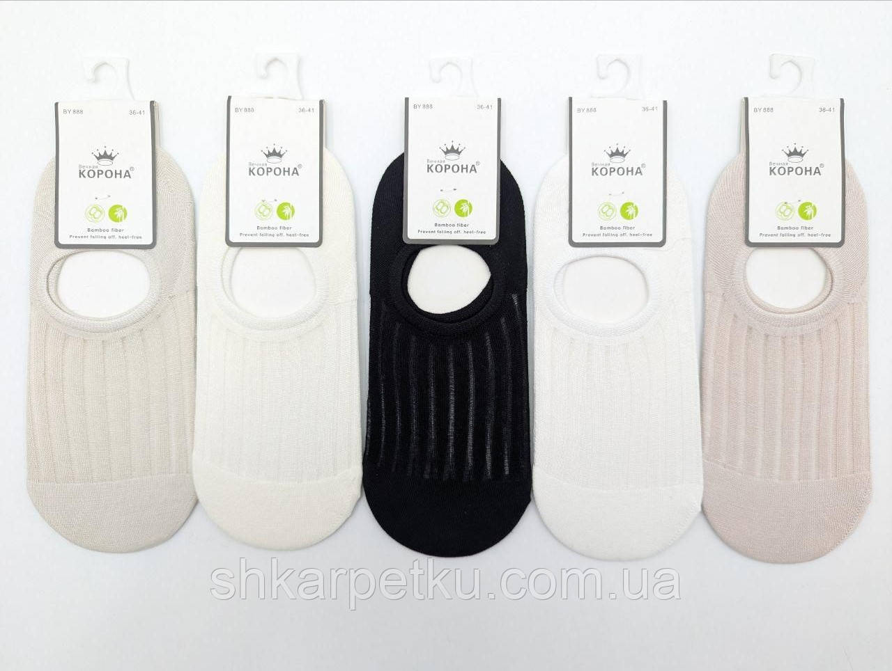 Жіночі слідки Корона літні бамбукові з прозорими вставками, розмір 36–41, 10 пар/уп., фото 1