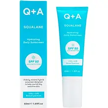 Сонцезахисний зволожуючий крем для обличчя зі скваланом SPF 50 Q+A 50 мл