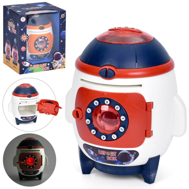 Скарбничка електронна MK 5419, ракета 20 см, ключ, музика, звук (англійською), світло, фото 1