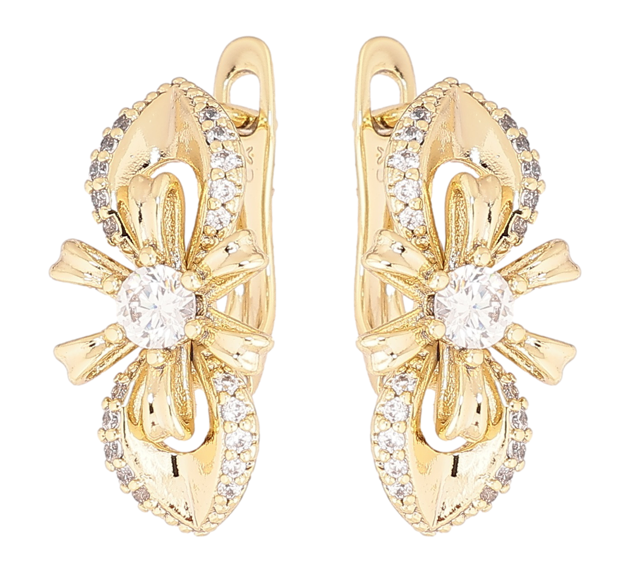 Сережки Xuping Позолота 14K англійський замок «Квіточки з кристалами»