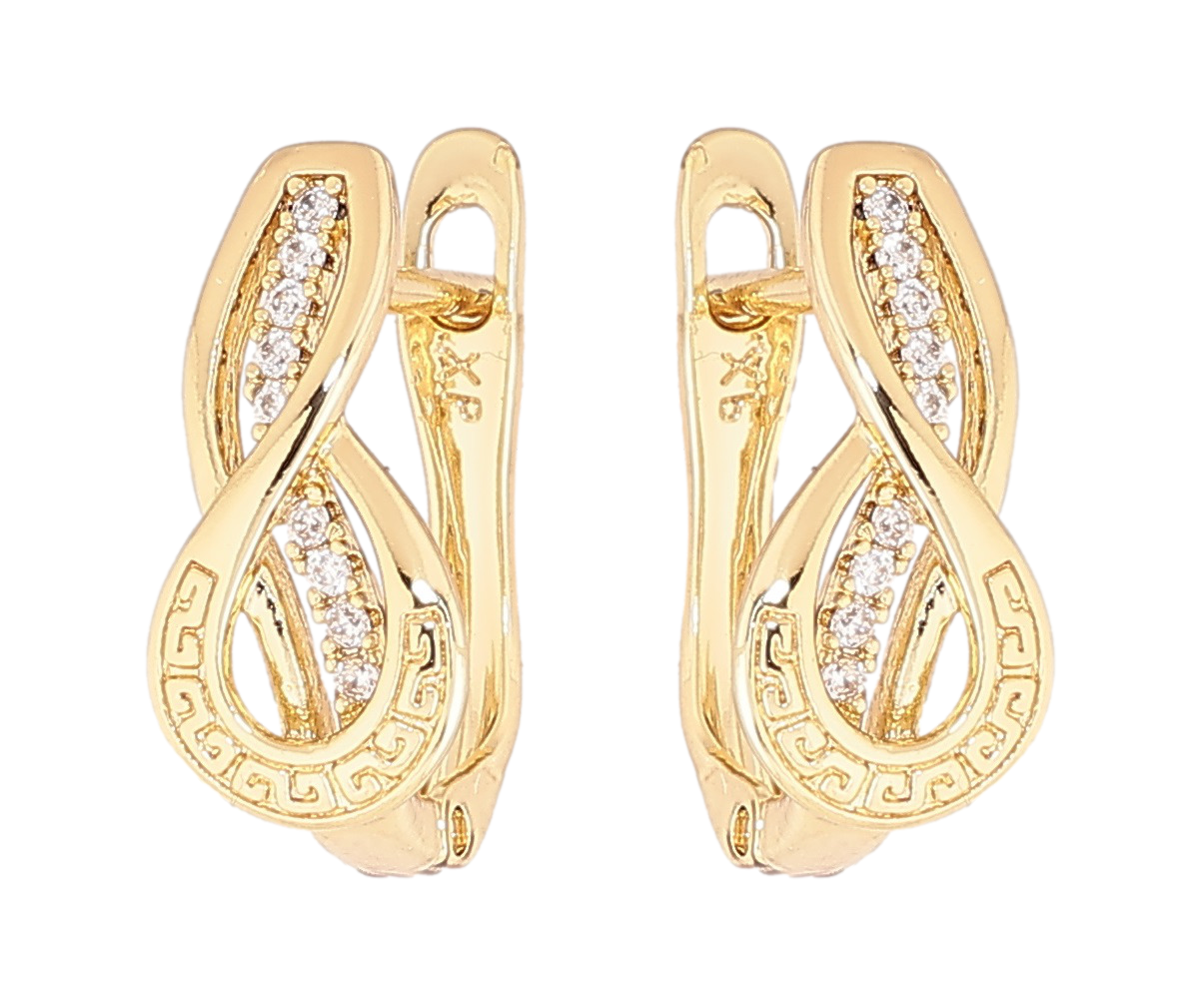 Сережки Xuping Позолота 14K англійський замок «Декоративний візерунок з кристалами»
