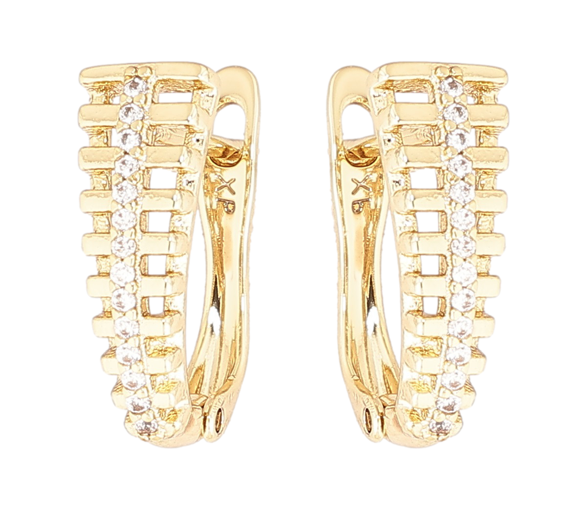 Сережки Xuping Позолота 14K англійський замок «Різьблений візерунок з доріжками кристалів»