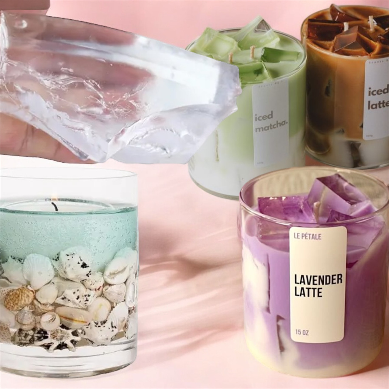 Свічковий гель прозорий, 500 г. Підходить як для контейнерних свічок так і для невеличких заливок в молди.