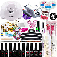 Стартовий набір для манікюру з гель-лаками з лампою Sun Sun X, 54W и фрезер Lina Mercedes, 20000 об/хв (манікюрний набір) EN