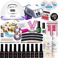 Стартовий набір для манікюру з гель-лаками з лампою Sun X5 MAX, 80W и фрезер Lina Mercedes, 20000 об/хв (манікюрний набір) EN