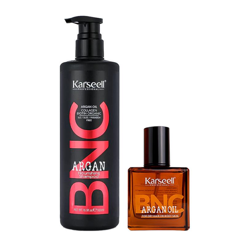 Набір Karseell BNC Argan DUO-5 живильний шампунь і арганова олійка для пошкодженого волосся, 500/60 мл