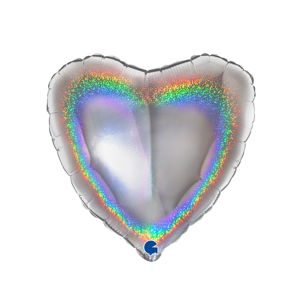 18" GRABO-ГР СЕРЦЕ Голографія Сатин Срібло | Glitter Holographic Silver (УП)