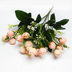 Букет ранункулюсів з гіпсофілою, 15 бутонів по 2 см, персиковий