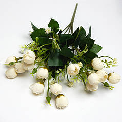 Букет ранункулюсів з гіпсофілою, 15 бутонів по 2 см, кремовий