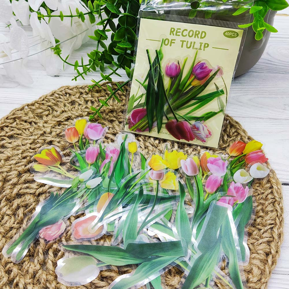 Набір фігурних наліпок «Різнобарвні тюльпани», фото 1