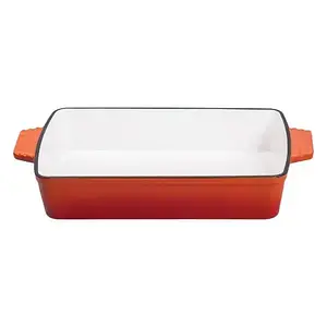 Прямокутна чавунна фома для випічки та запікання 39.5х23.5х6 на 3 л помаранчева