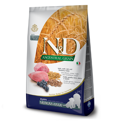 Cухий корм для цуценят середніх і великих порід Farmina (Фарміна) N&D Low Grain Puppy Medium & Maxi з ягням та чорницею 12 кг