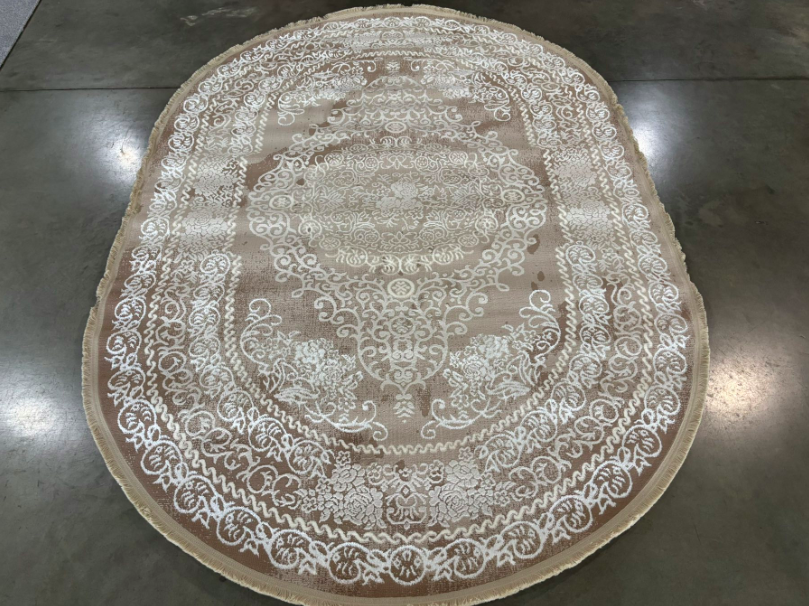 Турецький ворсовий килим кремовий овальний 80*150 см GRANADA 4865A Visone/Cream