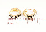 Сережки Xuping Позолота 14K колечка «Візерунок чорною емаллю», фото 3