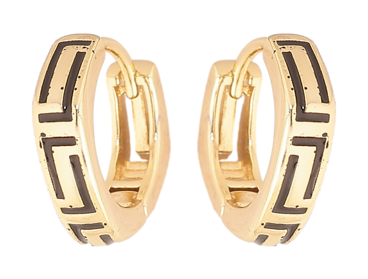 Сережки Xuping Позолота 14K колечка «Візерунок чорною емаллю»
