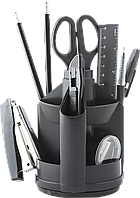 Набір настільний JOBMAX, з наповненням (13 предметів), пластиковий, чорний, BM.6300-01