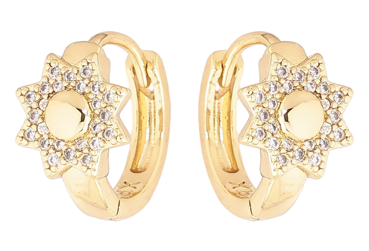 Сережки Xuping Позолота 14K колечка «Зірки з кристалами»