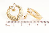 Сережки Xuping Позолота 14K пусети «Візерунок з перламутровими сердечками», фото 3